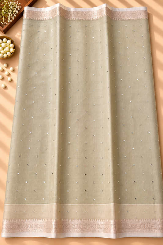 Soft Tissue Saree with Mirror Work