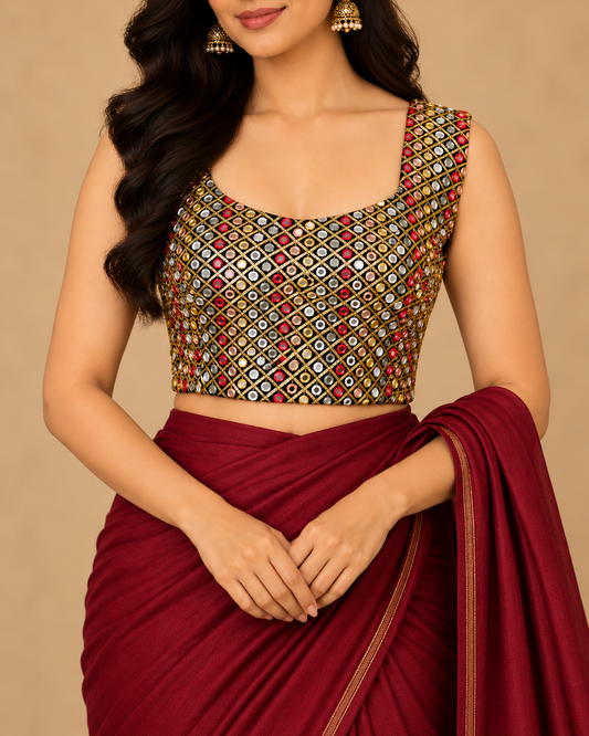 Mirror Work Blouses -Purple