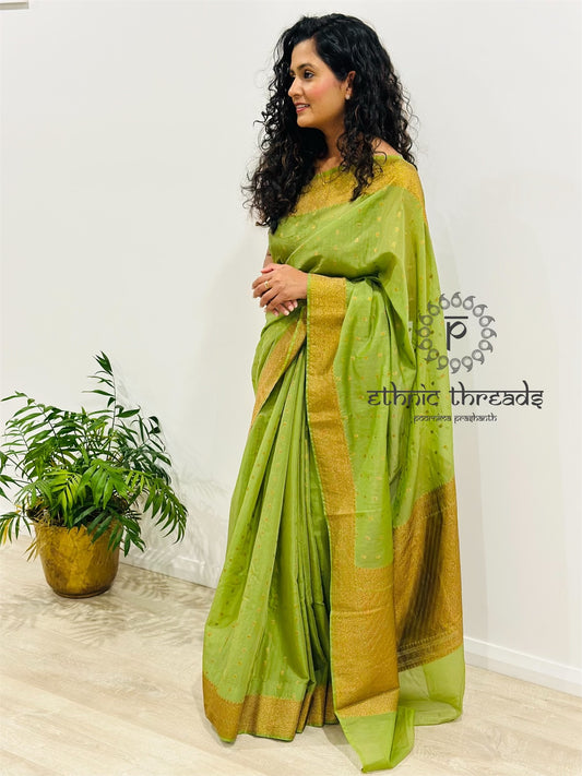 Banarasi Silk Cotton Saree with Zari Border