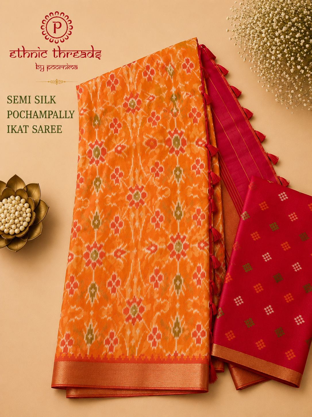 Semi Ikat Pochampally Saree