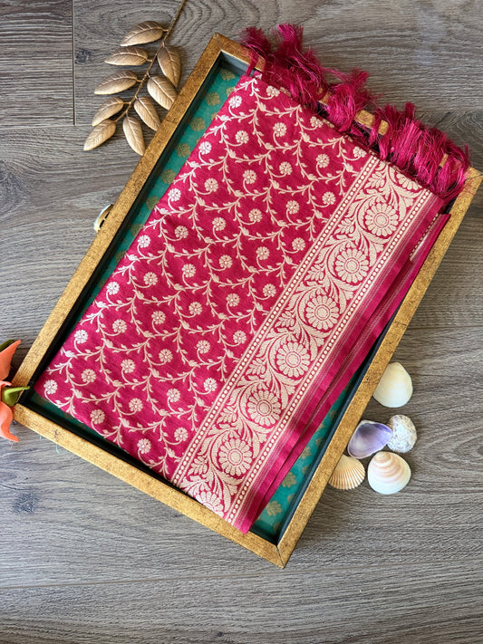 Semi Banarasi Dupatta - Maroon
