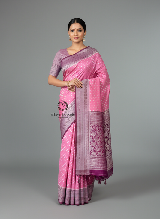 Banarasi Crepe Saree with Zari Borders