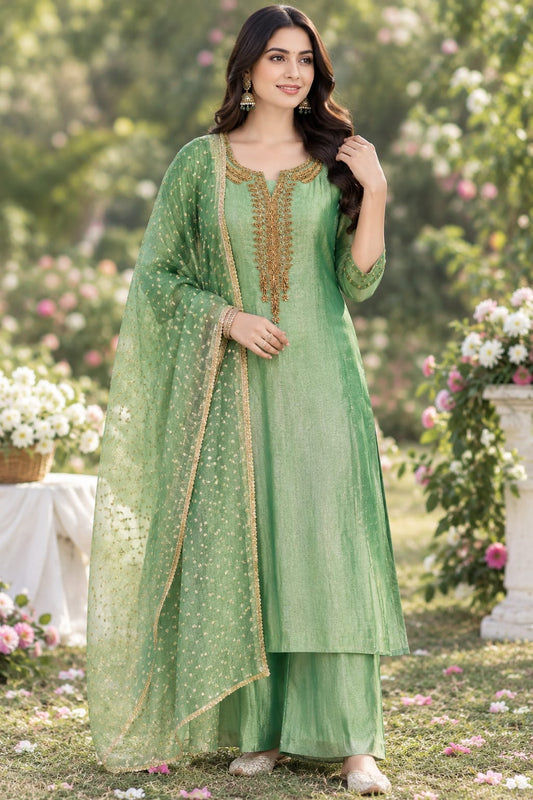 Sage Green Embroidered Kurta Set with Dupatta
