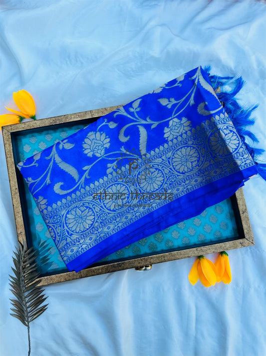 Semi Banarasi Dupatta - Blue