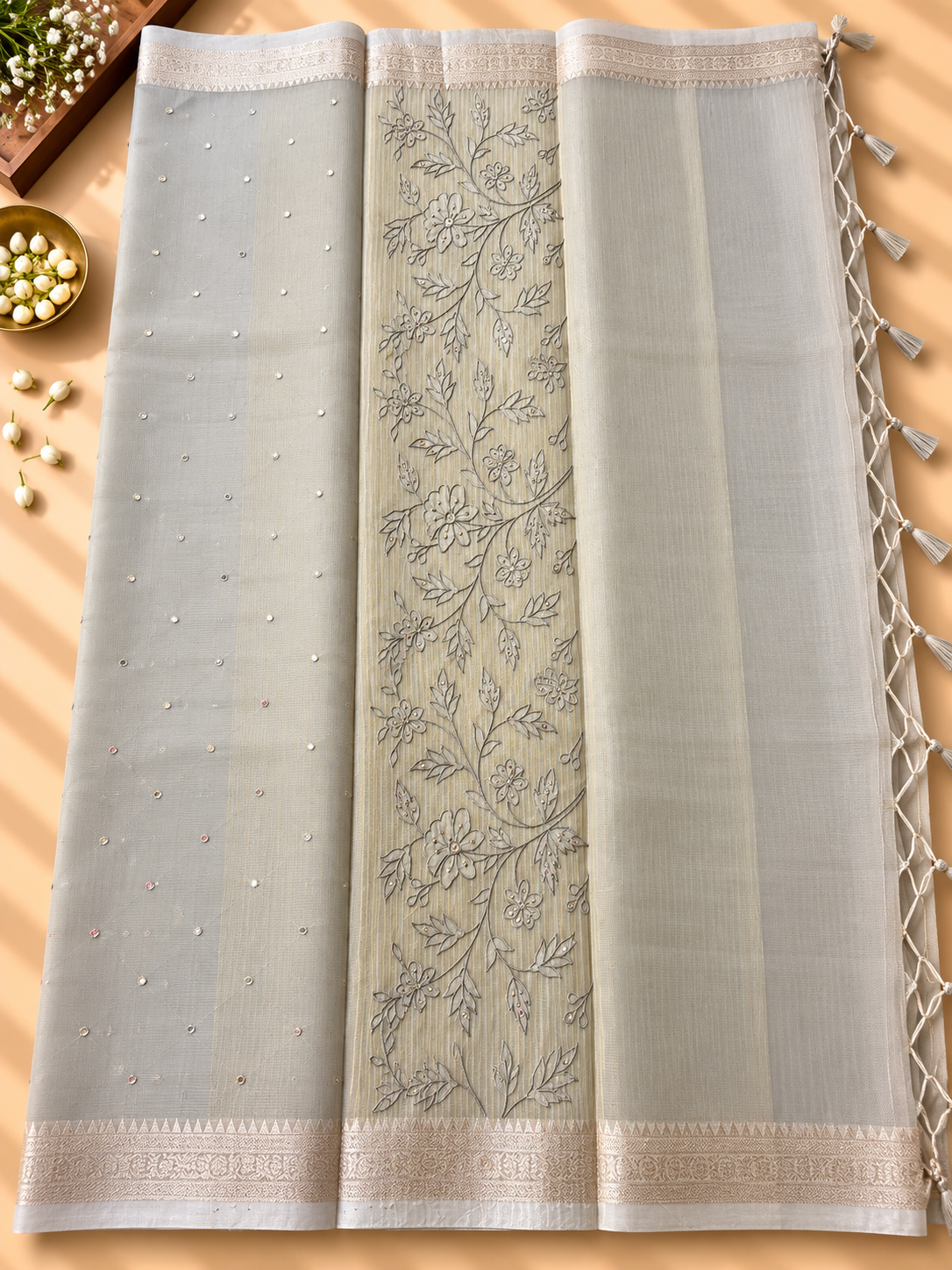 Soft Tissue Saree with Mirror Work