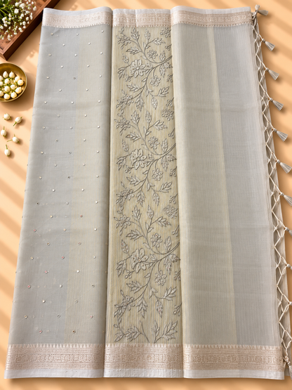 Soft Tissue Saree with Mirror Work