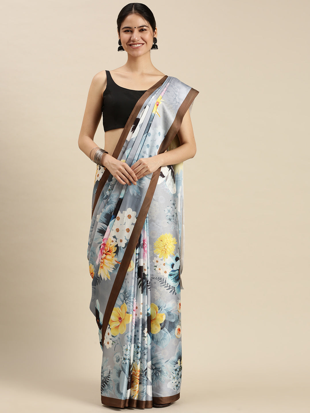 Digital Printed Satin Sarees