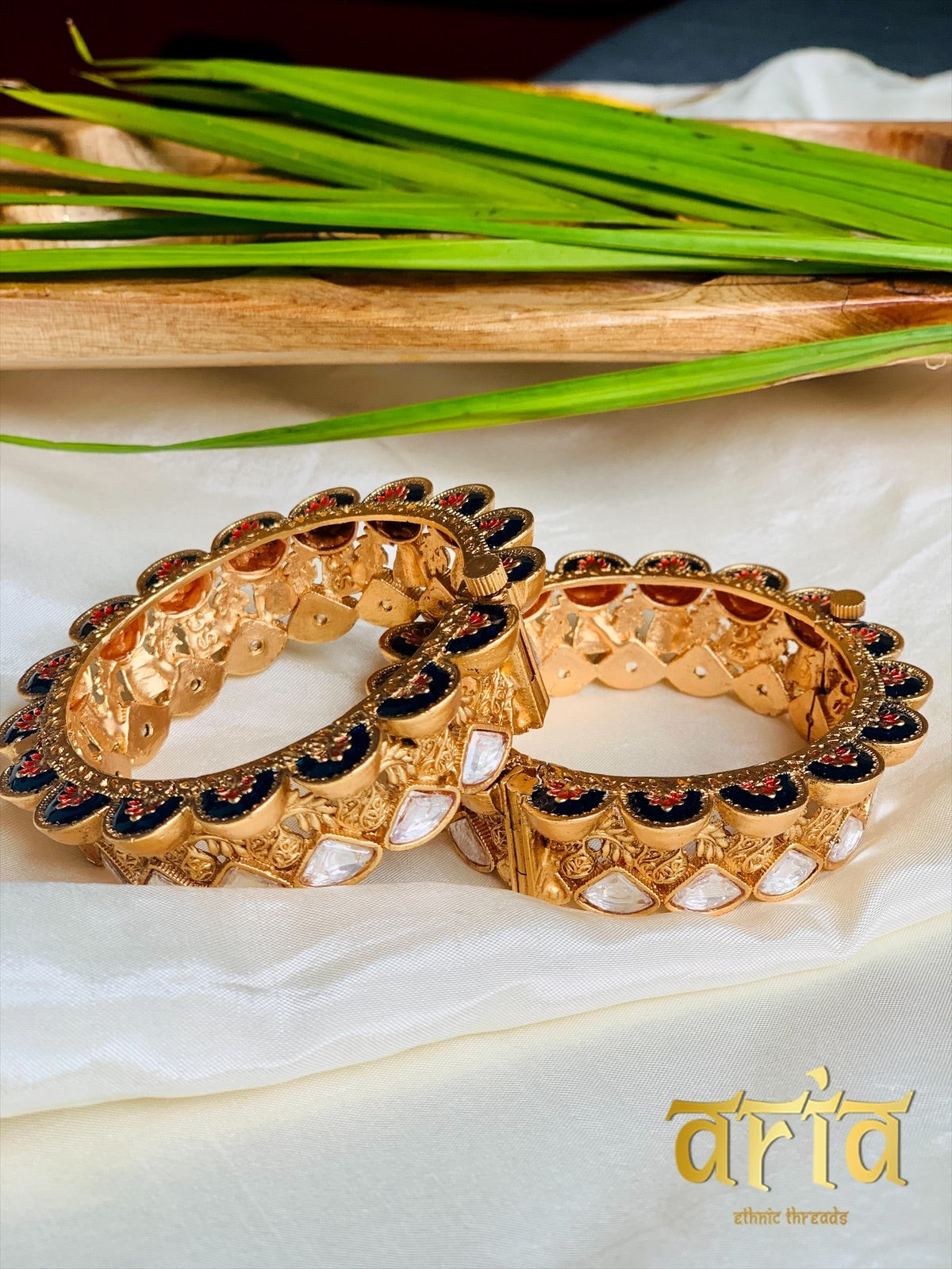 Antique Meenakari Kada Bangles with Kundan Stones