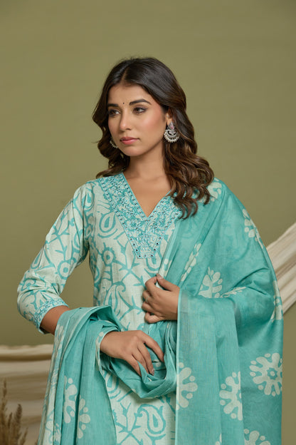 Pastel Green Printed Salwar Set