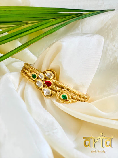 Antique Gold Kundan Bracelets - Openable