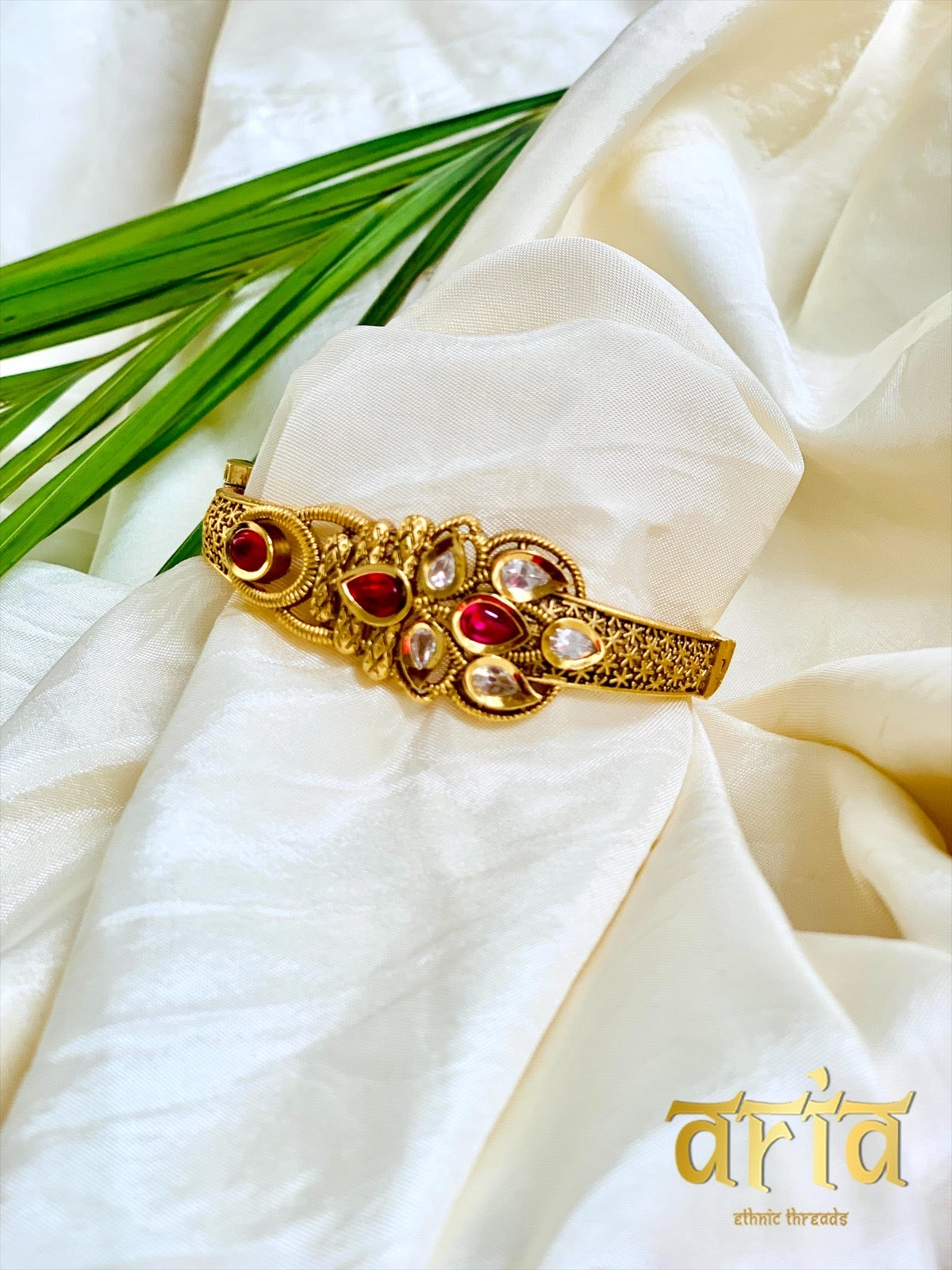 Antique Gold Kundan Bracelets - Openable