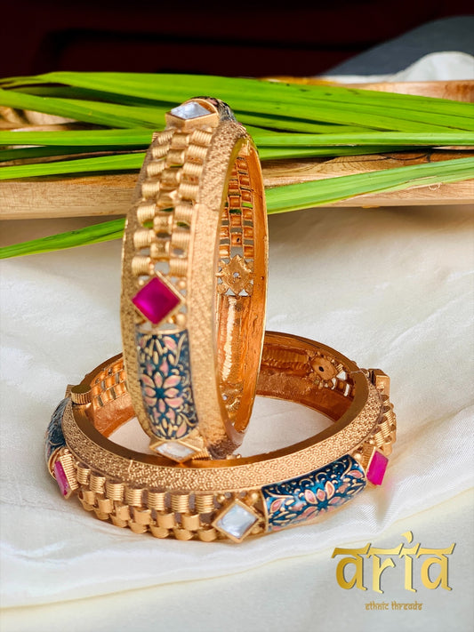 Antique Meenakari Kada Bangles with Kemp Stones