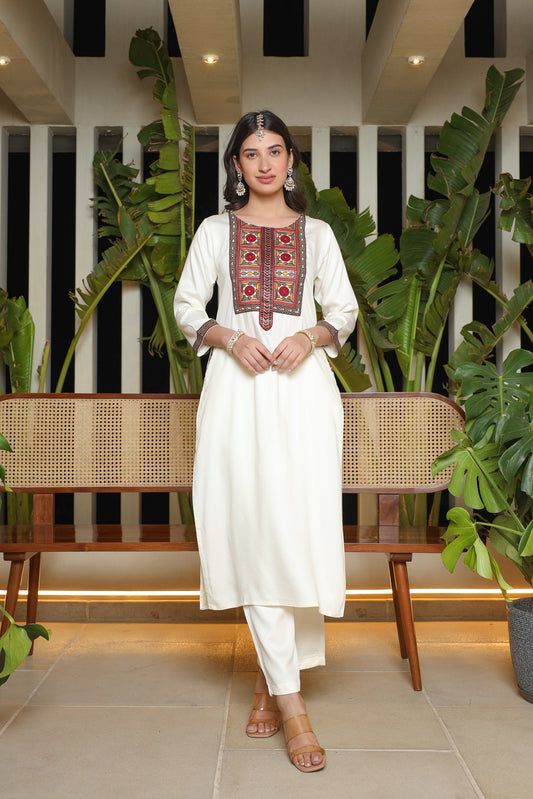 White Muslin Cotton Salwar Set