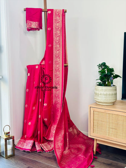 Banarasi Semi Silk Sarees with Antique Zari Border