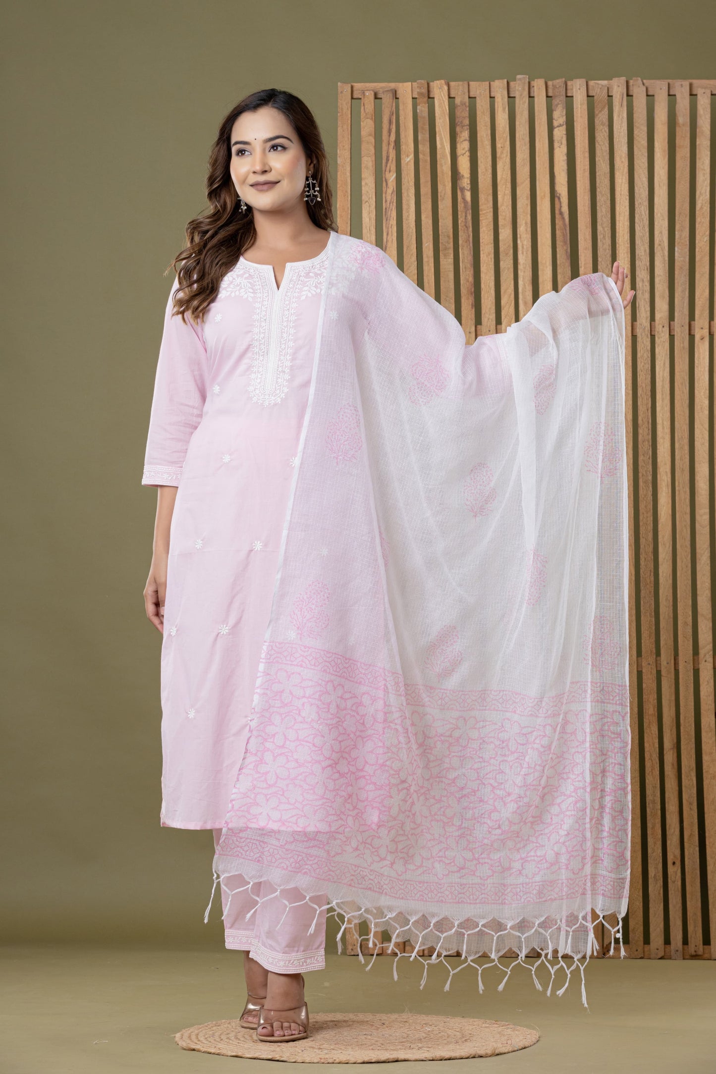 Pastel Pink Cotton Printed Salwar Set