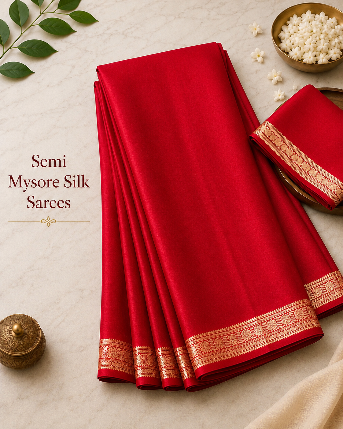 Semi Mysore Silk Saree with Rich Zari Border