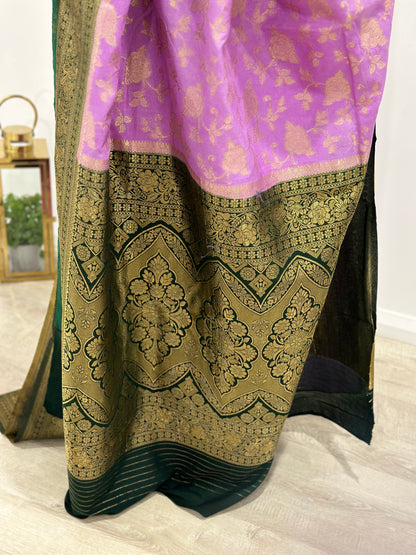 Georgette Banarsi Sarees with Zari Border