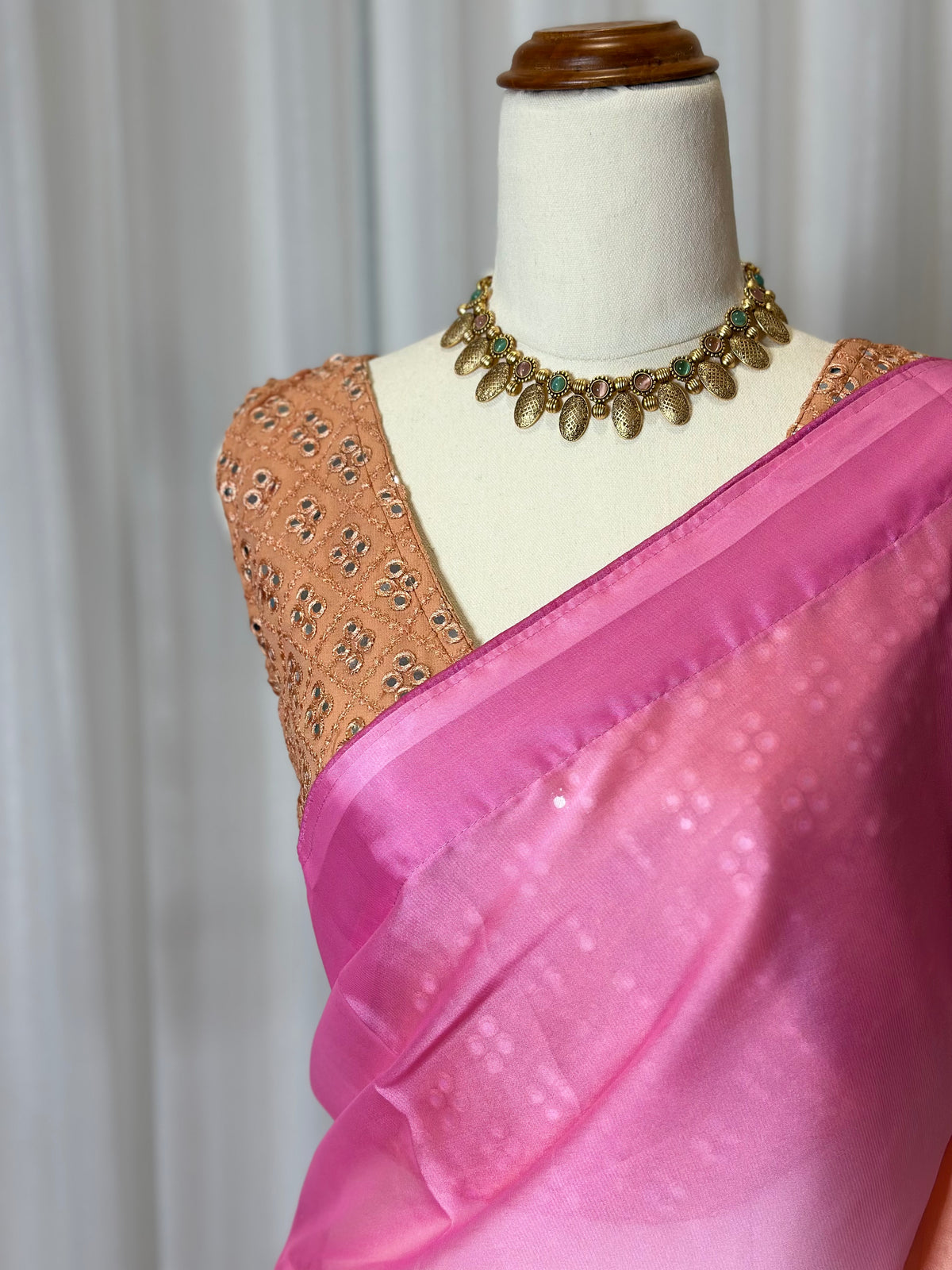 Ombré Shaded Chiffon Saree and Designer Blouse