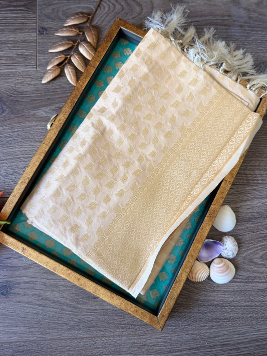Semi Banarasi Dupatta - Cream