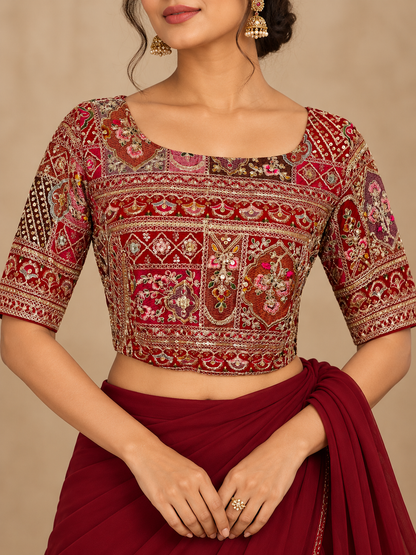 Zari Work Blouses - Red