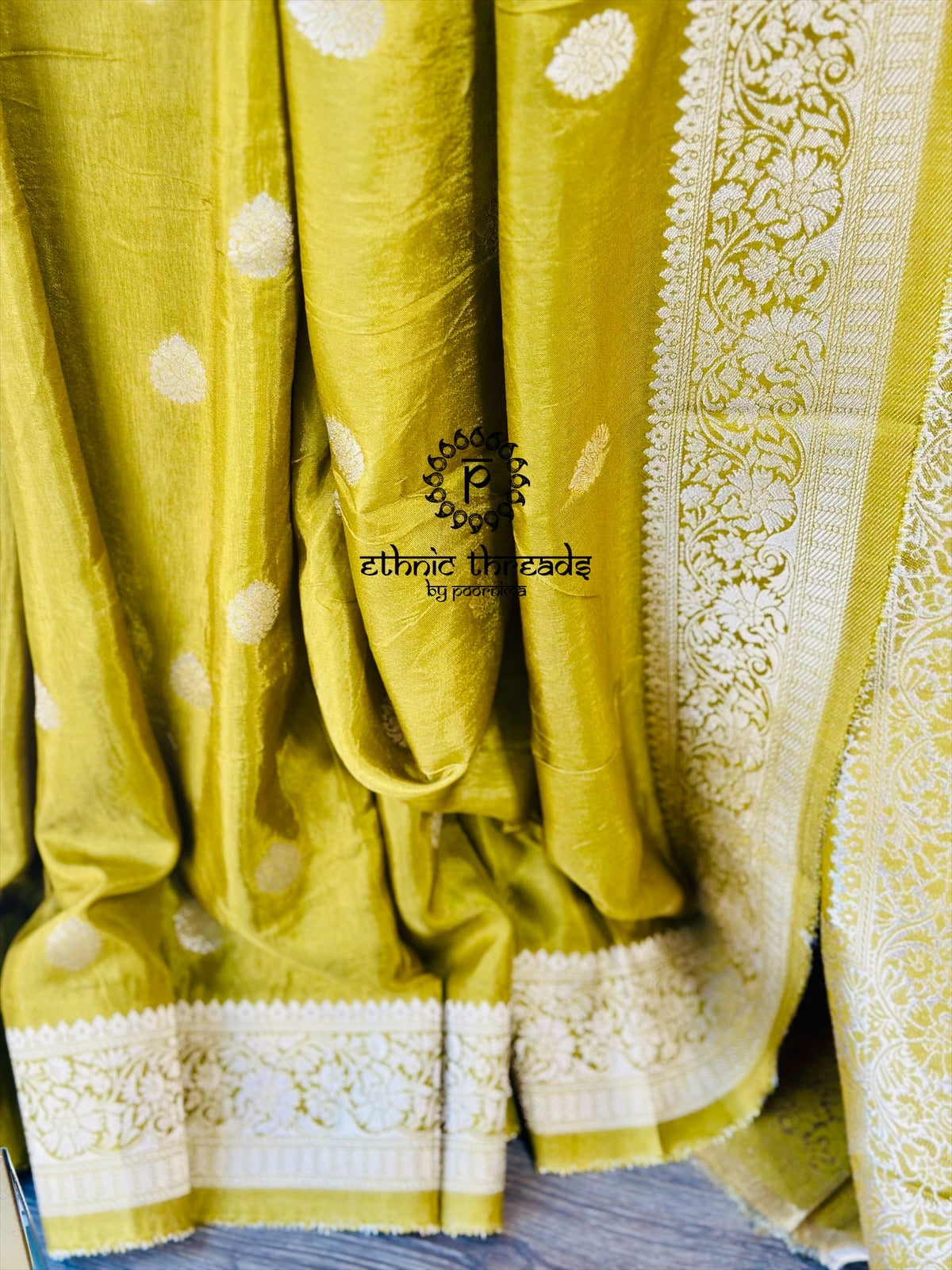 Banarasi Semi Silk Sarees with Antique Zari Border