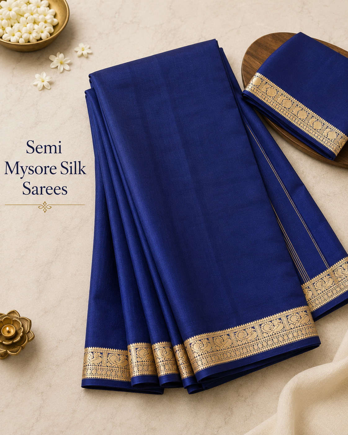 Semi Mysore Silk Saree with Rich Zari Border
