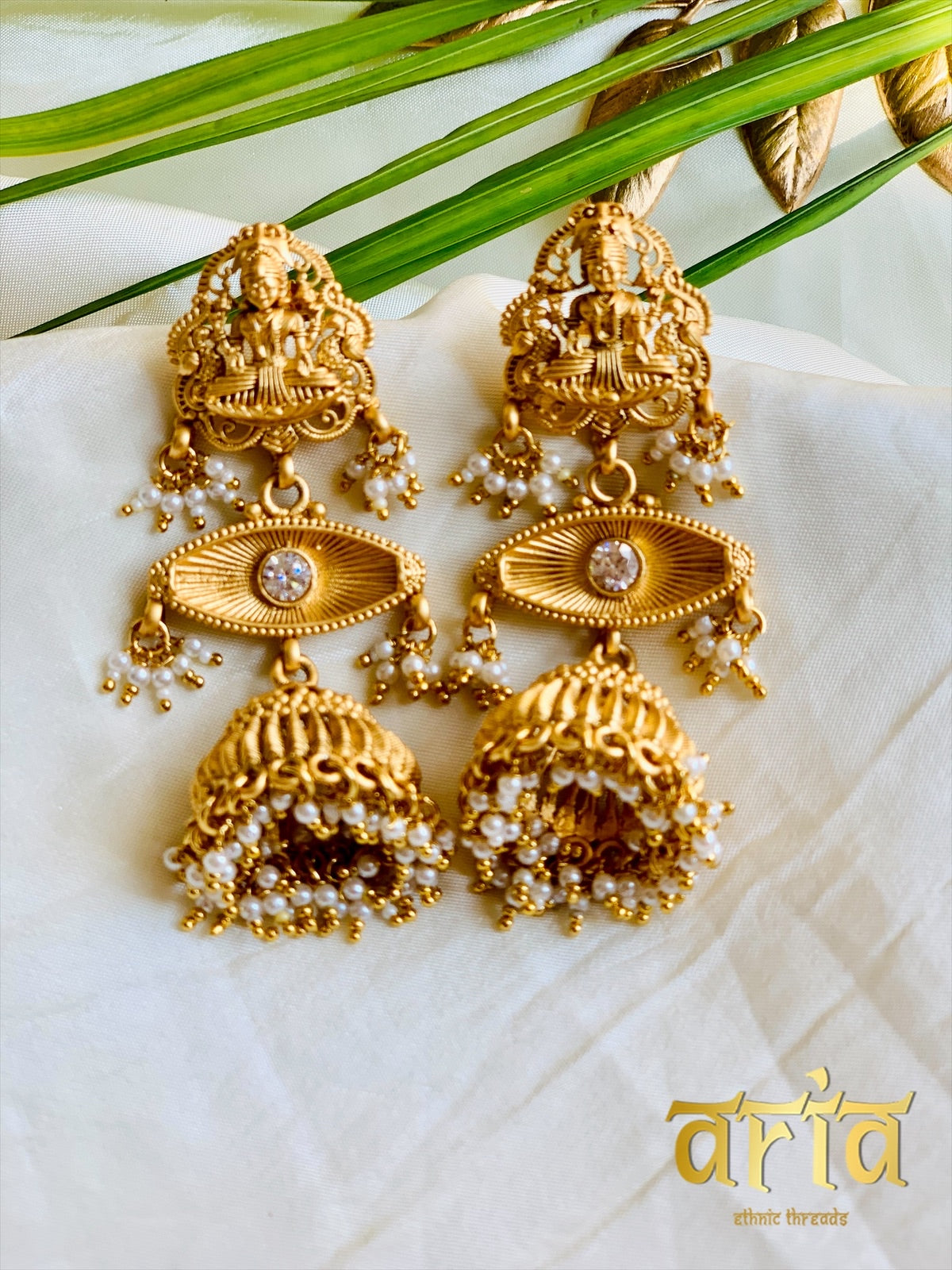 Temple Design Lakshmi Jhumkas