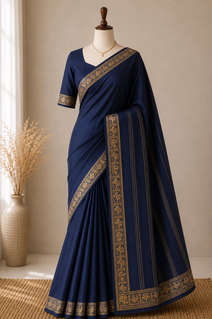 Semi Mysore Silk Saree with Rich Zari Border