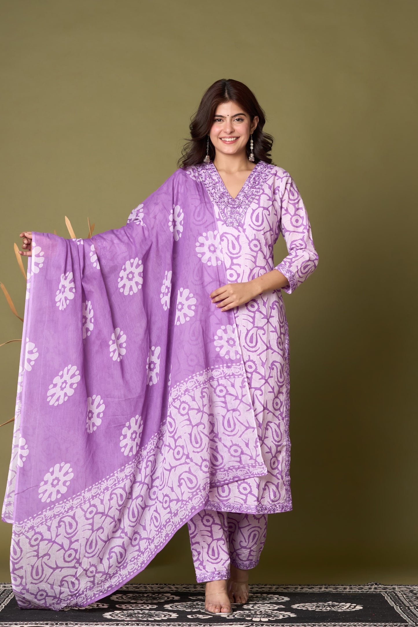 Lavender Cotton Printed Salwar Set