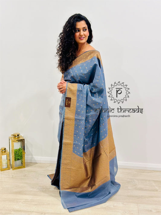 Banarasi Silk Cotton Saree with Zari Border