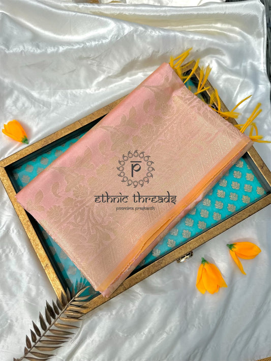 Semi Banarasi Dupatta - Peach