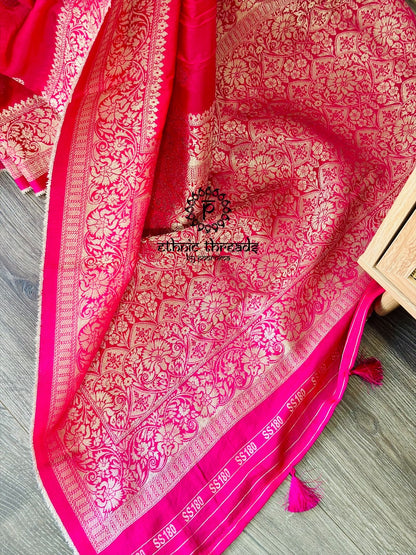 Banarasi Semi Silk Sarees with Antique Zari Border