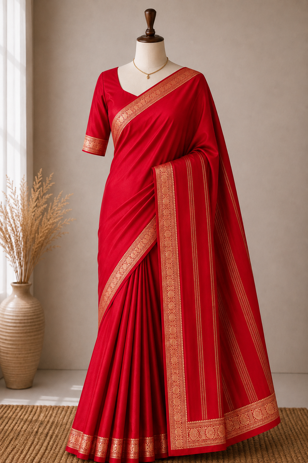 Semi Mysore Silk Saree with Rich Zari Border