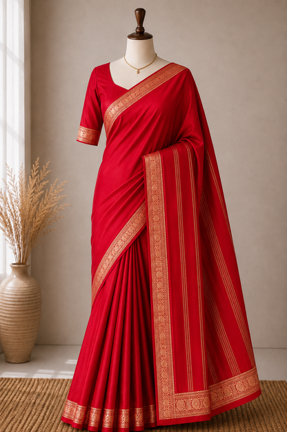 Semi Mysore Silk Saree with Rich Zari Border