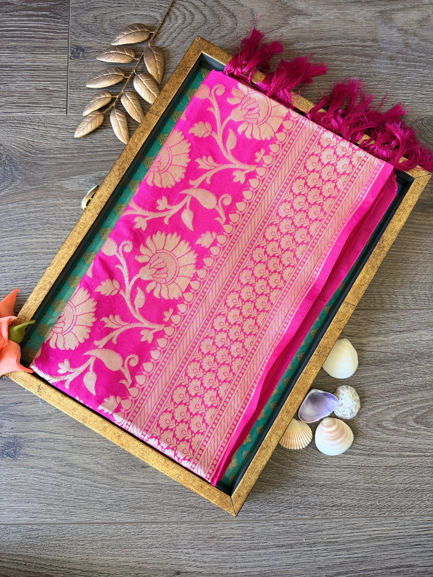 Semi Banarasi Dupatta - Hot Pink