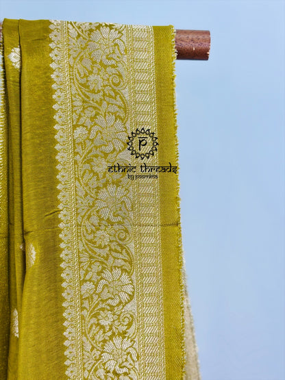 Banarasi Semi Silk Sarees with Antique Zari Border