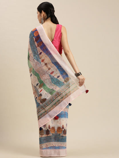 Digital Printed Linen Sarees