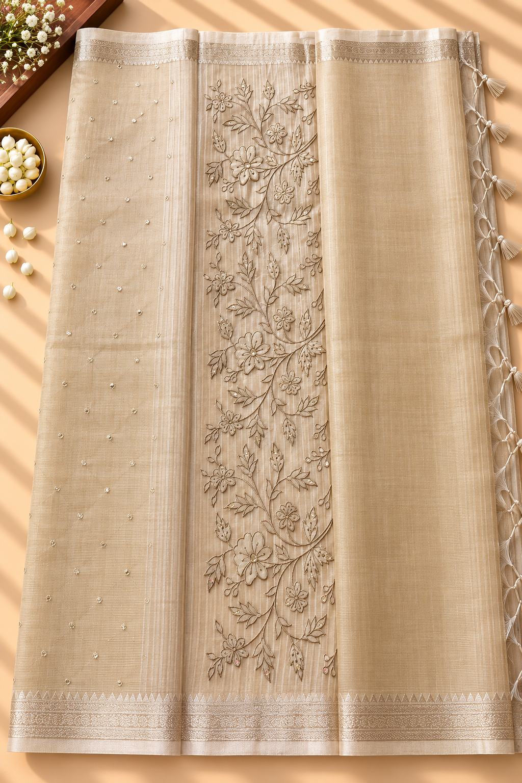 Soft Tissue Saree with Mirror Work