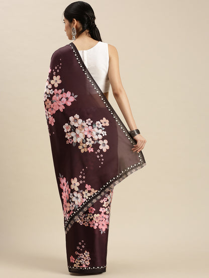 Digital Printed Satin Sarees