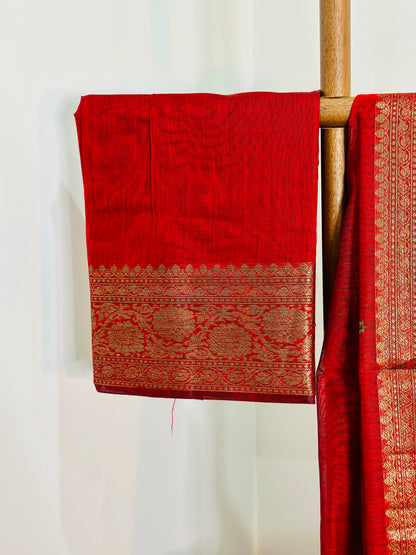 Silk Cotton Saree with Zari Border