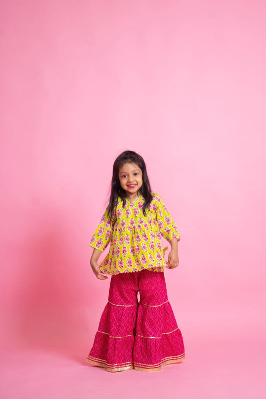 Angrakha Kurti with Sharara