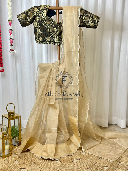 Organza Saree with Banarasi Blouse