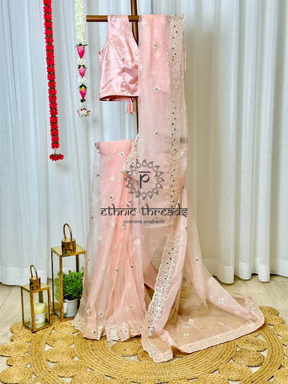 Organza Saree with Embroidery