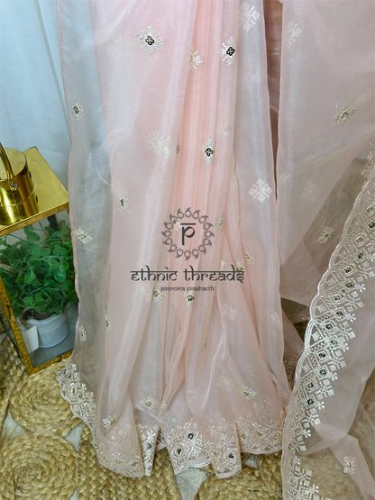 Organza Saree with Embroidery