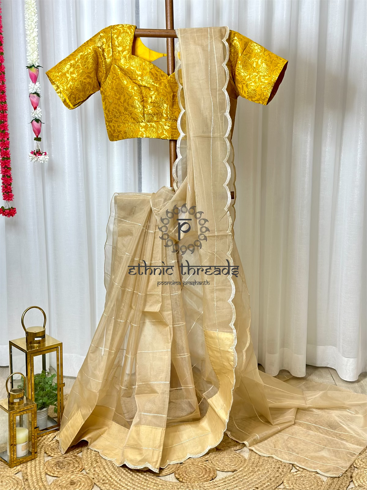 Organza Saree with Banarasi Blouse