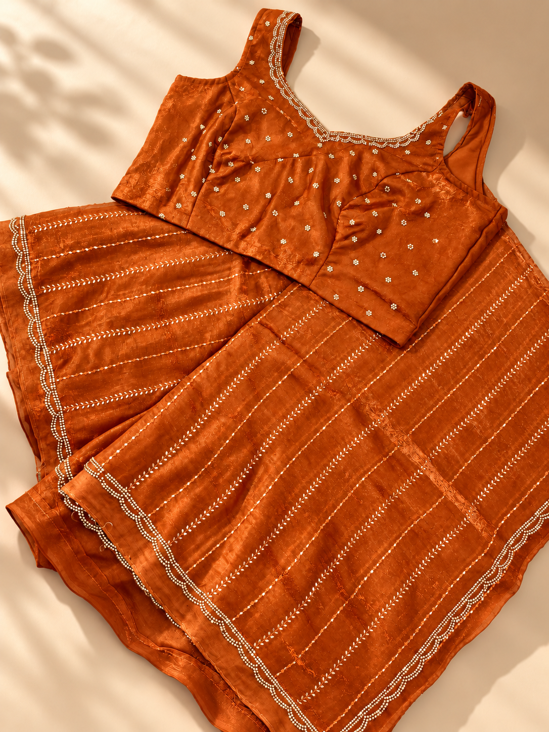 Orange Cocktail Saree with Matching Blouse