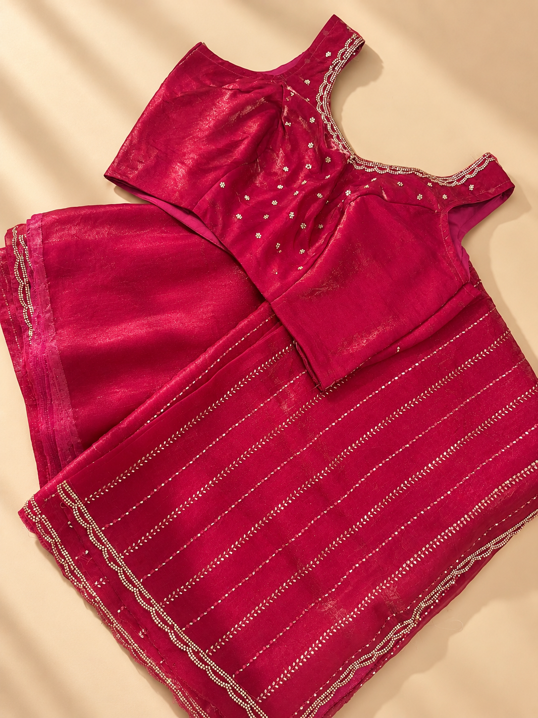 Pink Cocktail Saree with Matching Blouse