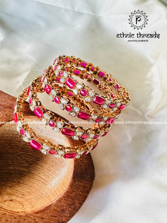 Kundan Bangle- Ruby Red