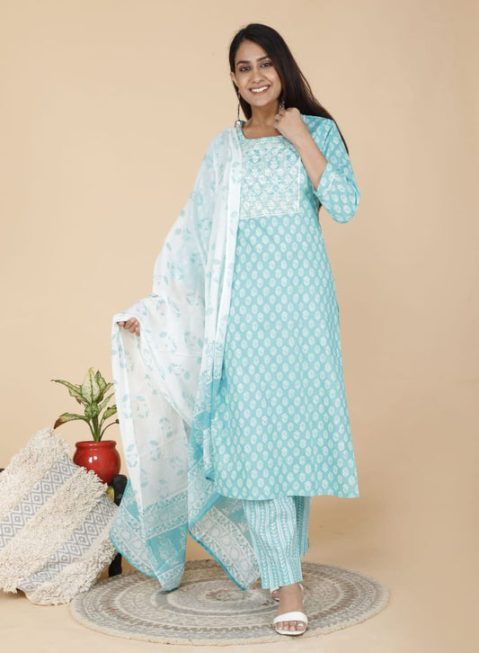 Sky Blue Cotton Salwar Set