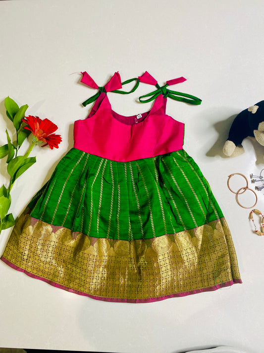 Bottle Green Ethnic Wear- Infant Knot Dress collection